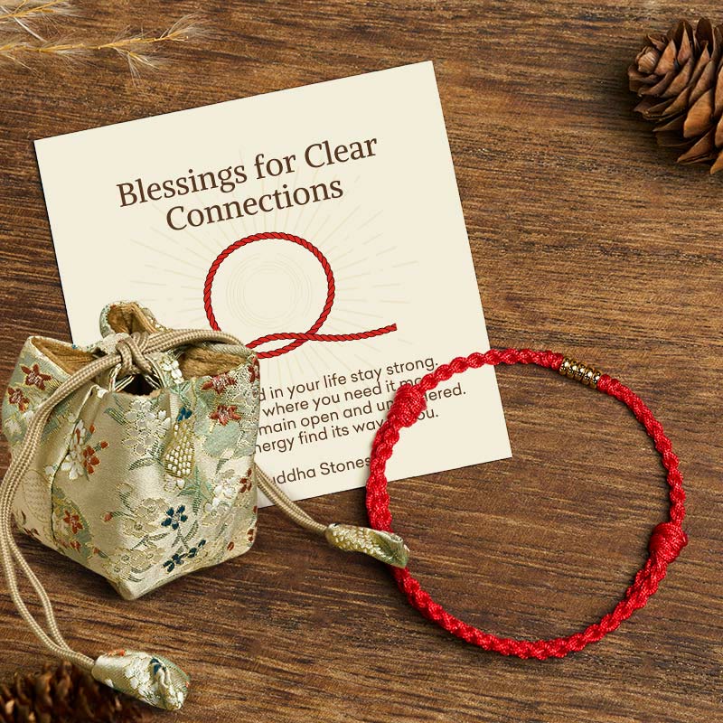 Buddha Stones "Blessings for Clear Connections" 925 Sterling Silver Lucky Golden Bead String Bracelet Anklet Includes Gift Message Card