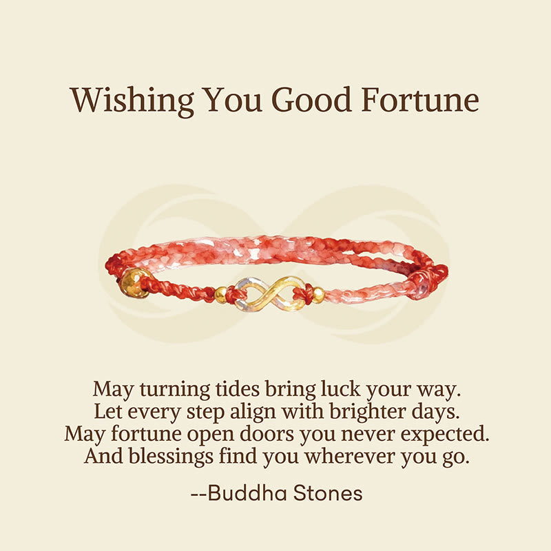 Buddha Stones "May Endless Luck Find You" Infinity Charm Brass Red String Bracelet Includes Gift Message Card