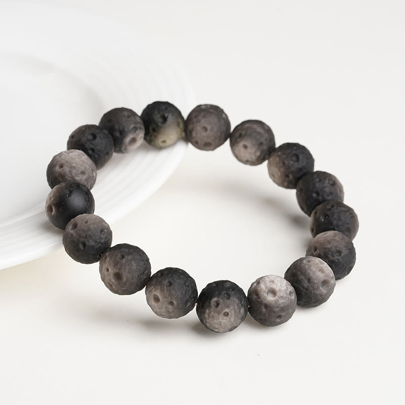 Buddha Stones Natural Silver Sheen Obsidian Gold Sheen Obsidian Round Beads Protection Bracelet