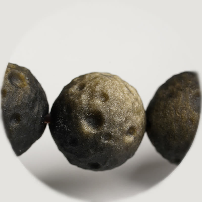 Buddha Stones Natural Silver Sheen Obsidian Gold Sheen Obsidian Round Beads Protection Bracelet