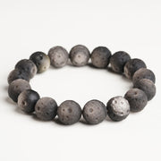 Buddha Stones Natural Silver Sheen Obsidian Gold Sheen Obsidian Round Beads Protection Bracelet