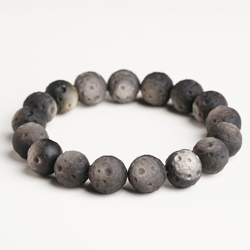 Buddha Stones Natural Silver Sheen Obsidian Gold Sheen Obsidian Round Beads Protection Bracelet