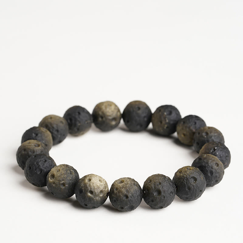 Buddha Stones Natural Silver Sheen Obsidian Gold Sheen Obsidian Round Beads Protection Bracelet