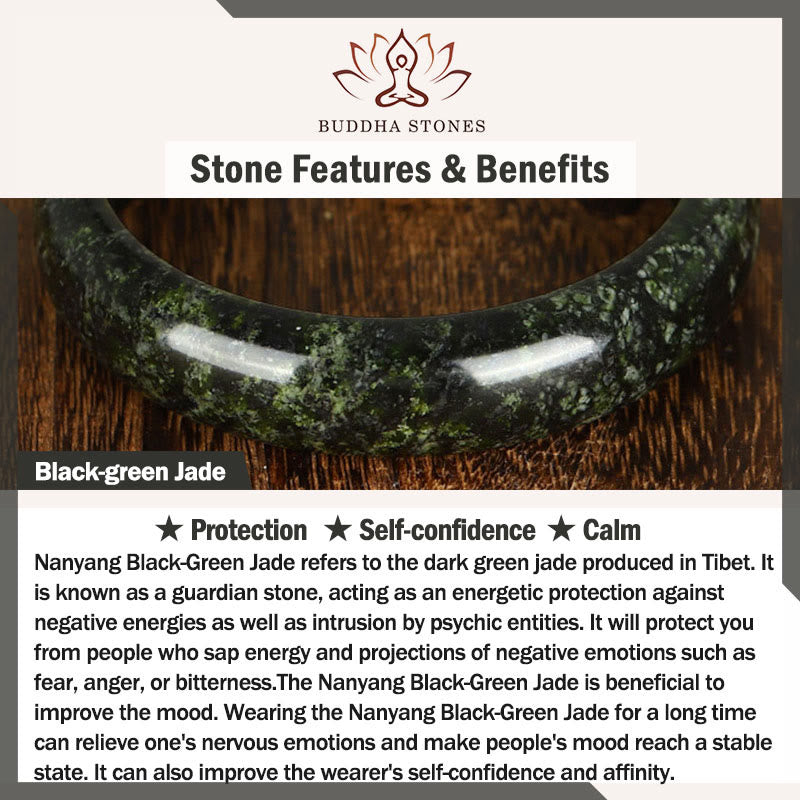 EverestArtstudios Nanyang Black-Green Jade Protection Cuff Bangle Bracelet