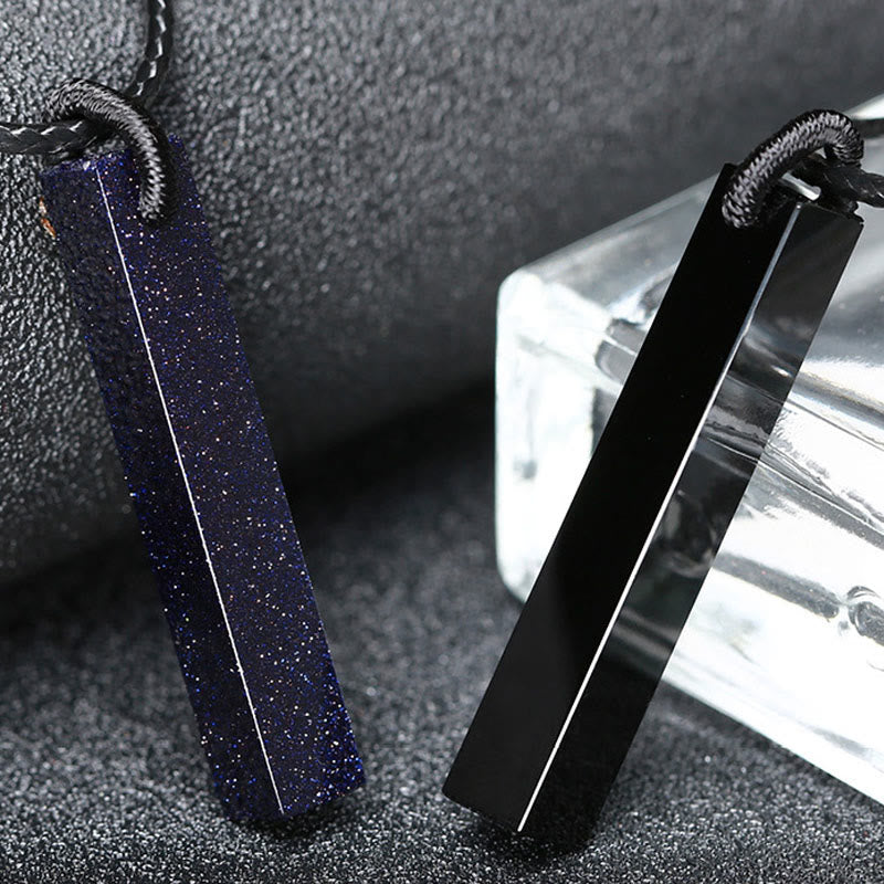 Buddha Stones Black Obsidian Blue Sandstone Transformation Necklace Pendant