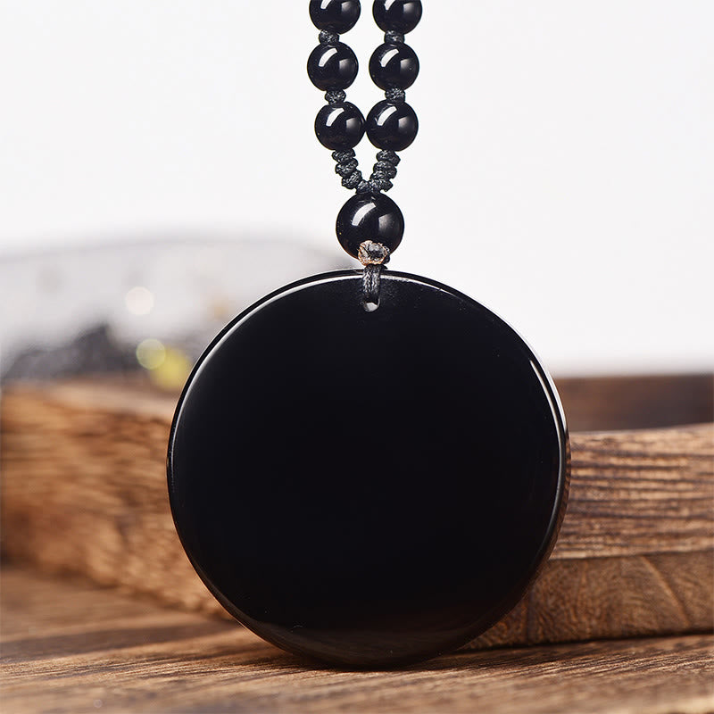 Buddha Stones Dragon Black Obsidian Transformation Fulfilment Necklace Pendant