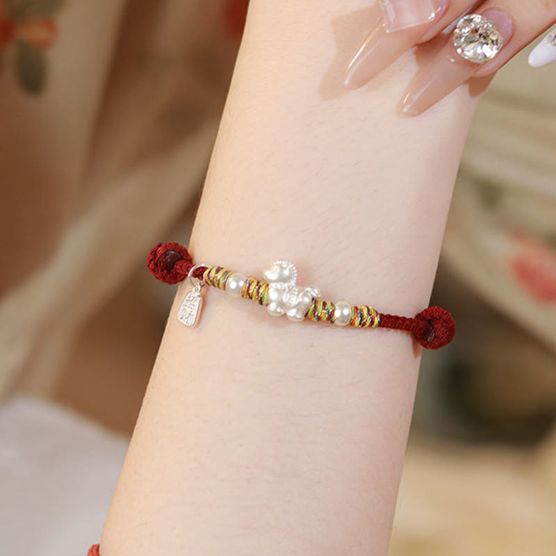 Buddha Stones 999 Sterling Silver Year Of The Horse Freedom Manually Made String Bracelet