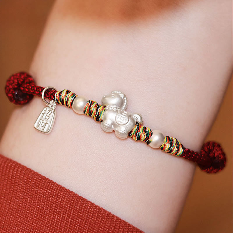 Buddha Stones 999 Sterling Silver Year Of The Horse Freedom Manually Made String Bracelet