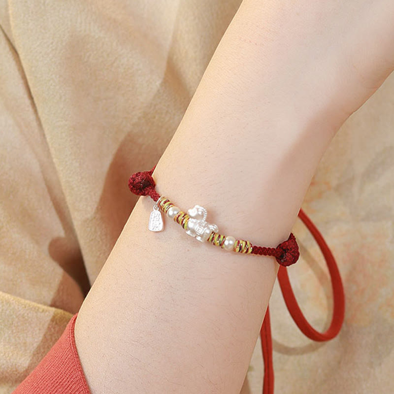 Buddha Stones 999 Sterling Silver Year Of The Horse Freedom Manually Made String Bracelet