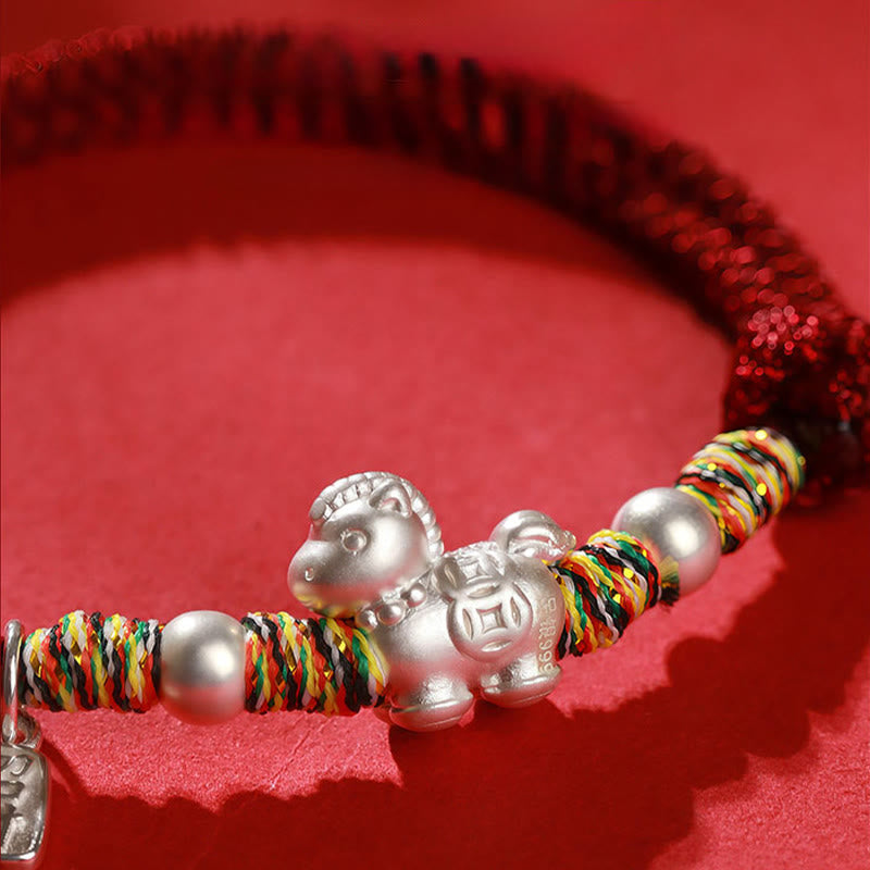 Buddha Stones 999 Sterling Silver Year Of The Horse Freedom Manually Made String Bracelet
