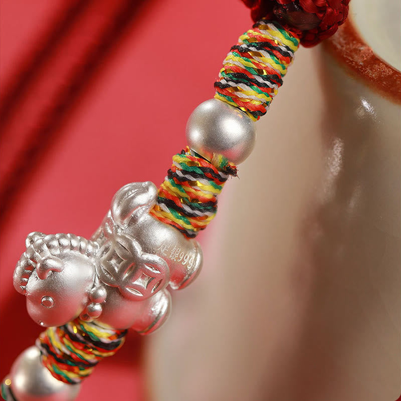 Buddha Stones 999 Sterling Silver Year Of The Horse Freedom Manually Made String Bracelet