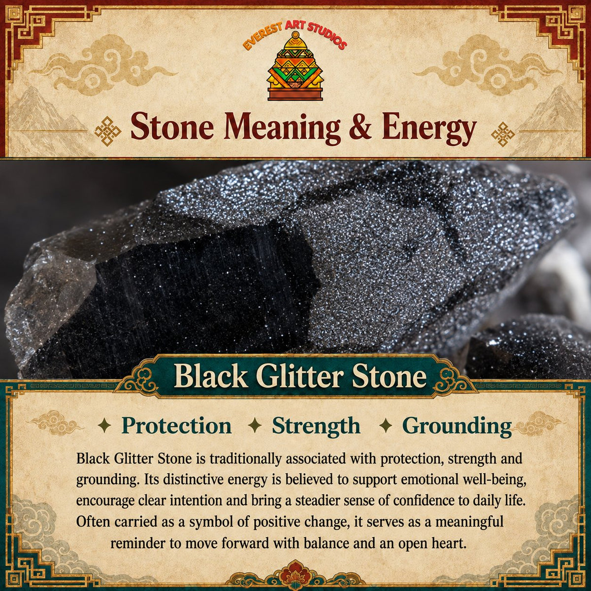 Everest Art Studios — black glitter stone