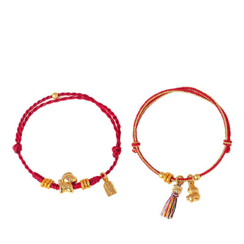 Buddha Stones Year Of The Horse Success Strength Braided String Adjustable Bracelet