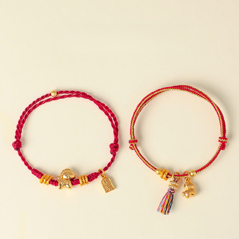 Buddha Stones Year Of The Horse Success Strength Braided String Adjustable Bracelet