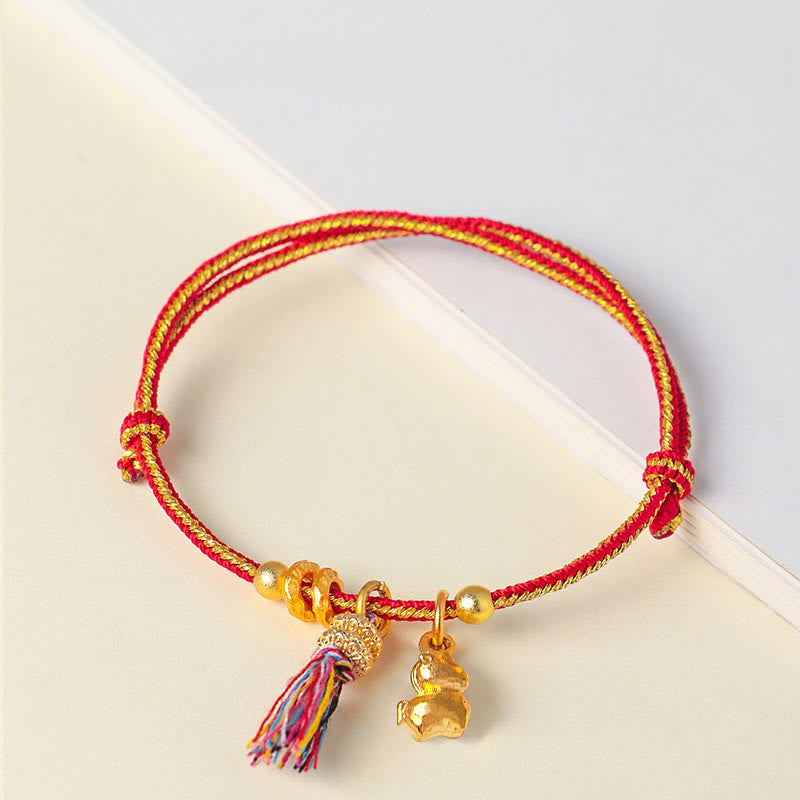 Buddha Stones Year Of The Horse Success Strength Braided String Adjustable Bracelet