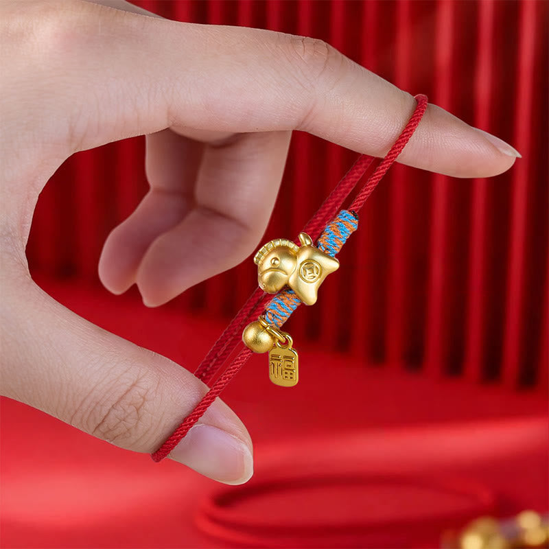 EverestArtstudios Year Of The Horse Fu Character Handwoven String Luck Connection Bracelet
