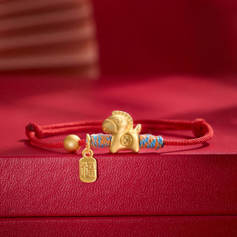 EverestArtstudios Year Of The Horse Fu Character Handwoven String Luck Connection Bracelet