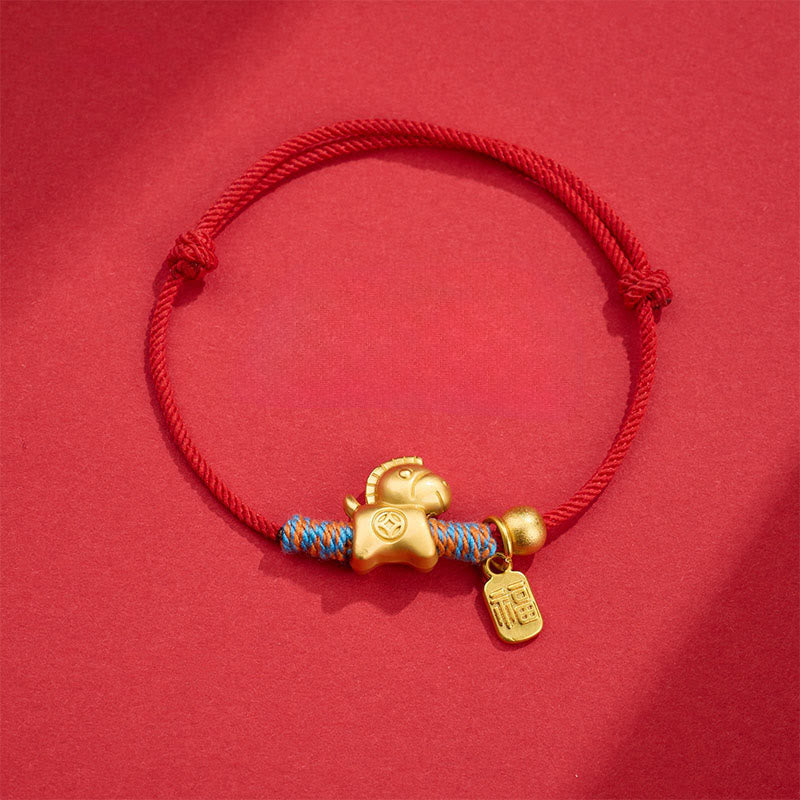 EverestArtstudios Year Of The Horse Fu Character Handwoven String Luck Connection Bracelet
