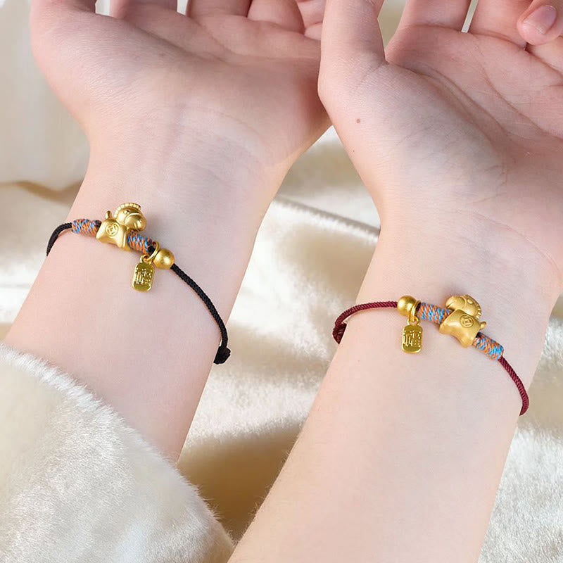 Buddha Stones Year Of The Horse Fu Character Handwoven String Luck Connection Bracelet
