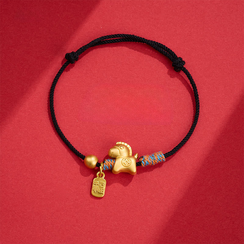 EverestArtstudios Year Of The Horse Fu Character Handwoven String Luck Connection Bracelet