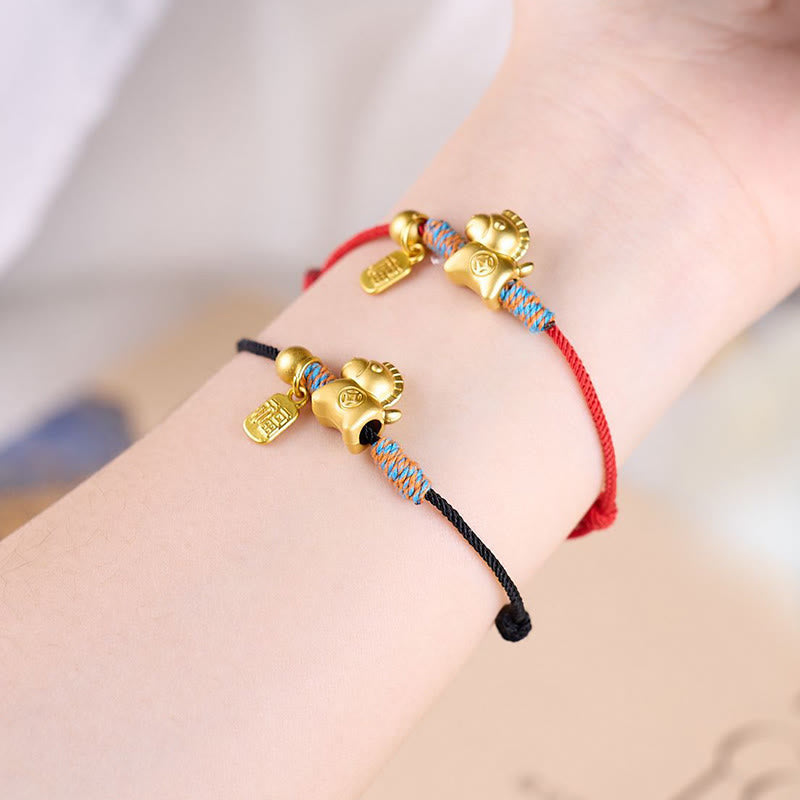 EverestArtstudios Year Of The Horse Fu Character Handwoven String Luck Connection Bracelet