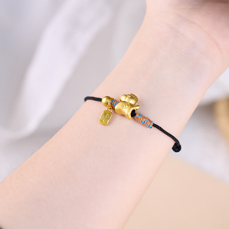 Buddha Stones Year Of The Horse Fu Character Handwoven String Luck Connection Bracelet