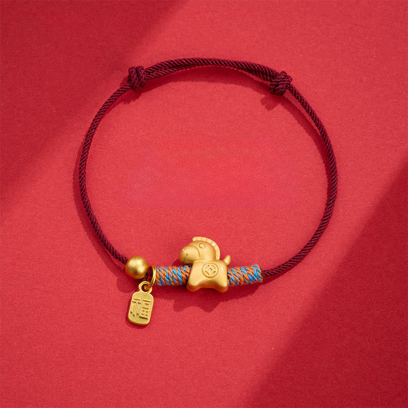 EverestArtstudios Year Of The Horse Fu Character Handwoven String Luck Connection Bracelet