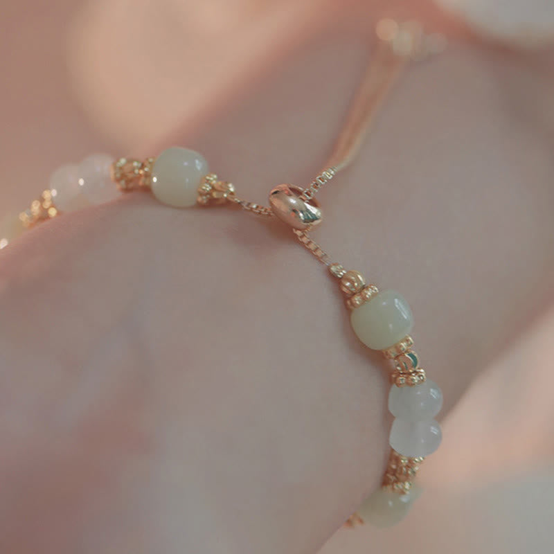 EverestArtstudios Butterfly Charm Hetian Jade Adjustable Chain Prosperity Bracelet
