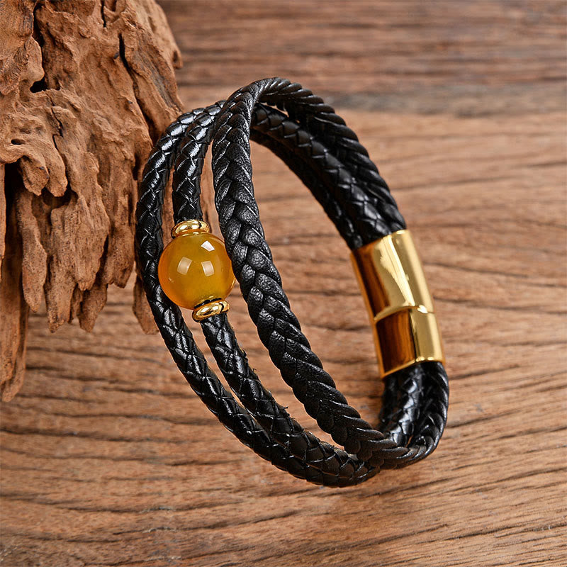 Buddha Stones Multicolored Bead Green Tiger Eye Amethyst Craved Six True Words Leather Balance Bracelet