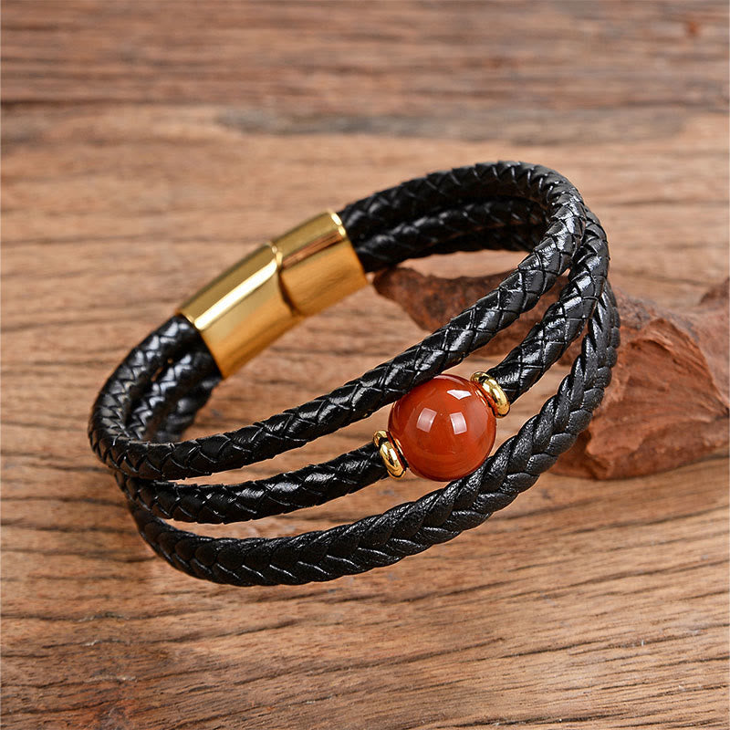 Buddha Stones Multicolored Bead Green Tiger Eye Amethyst Craved Six True Words Leather Balance Bracelet