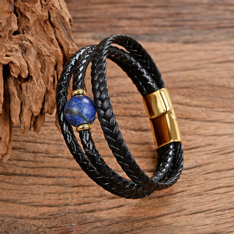 Buddha Stones Multicolored Bead Green Tiger Eye Amethyst Craved Six True Words Leather Balance Bracelet