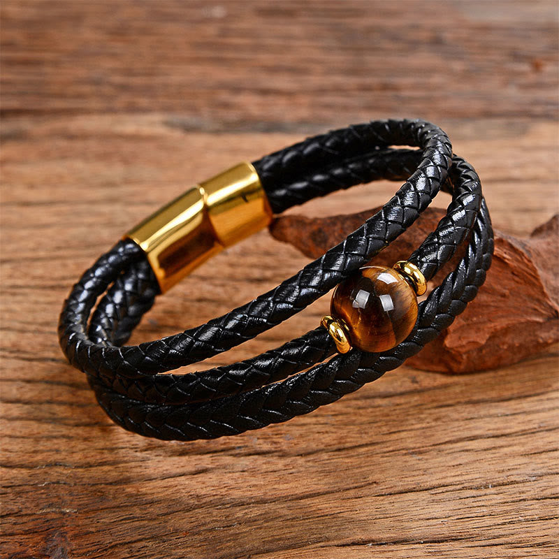 Buddha Stones Multicolored Bead Green Tiger Eye Amethyst Craved Six True Words Leather Balance Bracelet