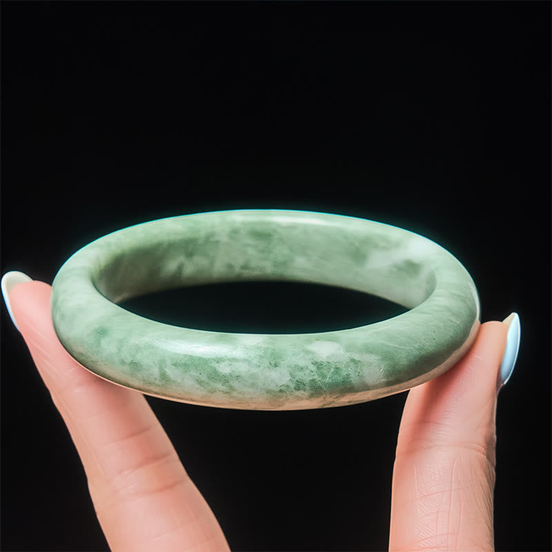 EverestArtstudios Natural Jade Simple Design Prosperity Cuff Bangle Bracelet