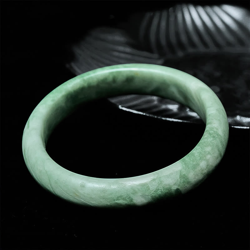 EverestArtstudios Natural Jade Simple Design Prosperity Cuff Bangle Bracelet