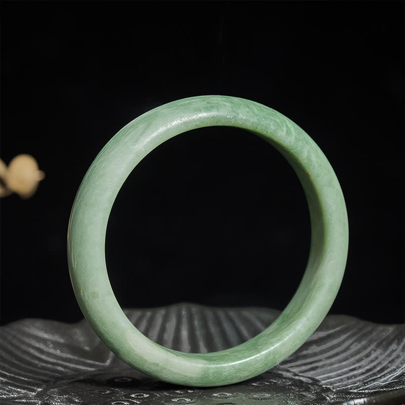 EverestArtstudios Natural Jade Simple Design Prosperity Cuff Bangle Bracelet