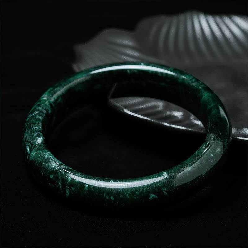 EverestArtstudios Nanyang Black-Green Jade Protection Cuff Bangle Bracelet