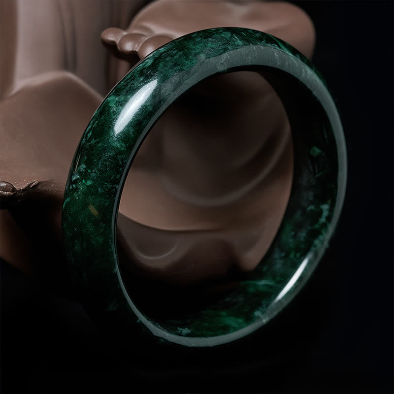 EverestArtstudios Nanyang Black-Green Jade Protection Cuff Bangle Bracelet