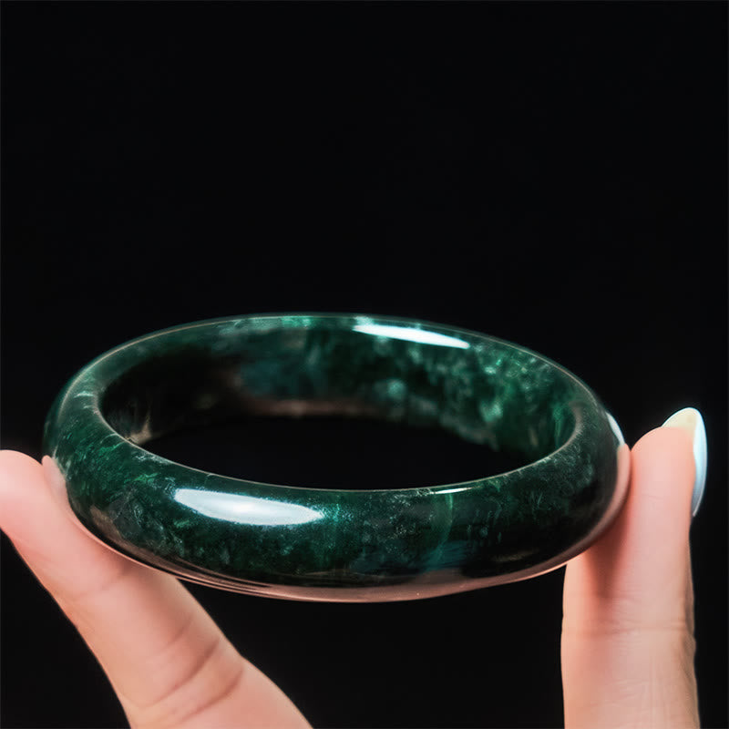EverestArtstudios Nanyang Black-Green Jade Protection Cuff Bangle Bracelet