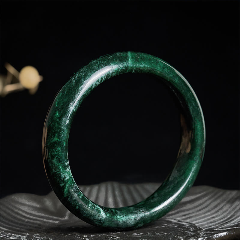 EverestArtstudios Nanyang Black-Green Jade Protection Cuff Bangle Bracelet