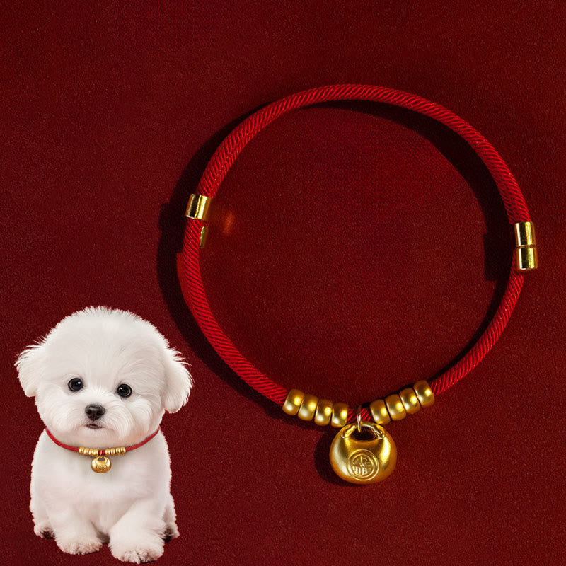 Buddha Stones Red String Bead Protection Adjustable Cats Small Dogs Pet Collar