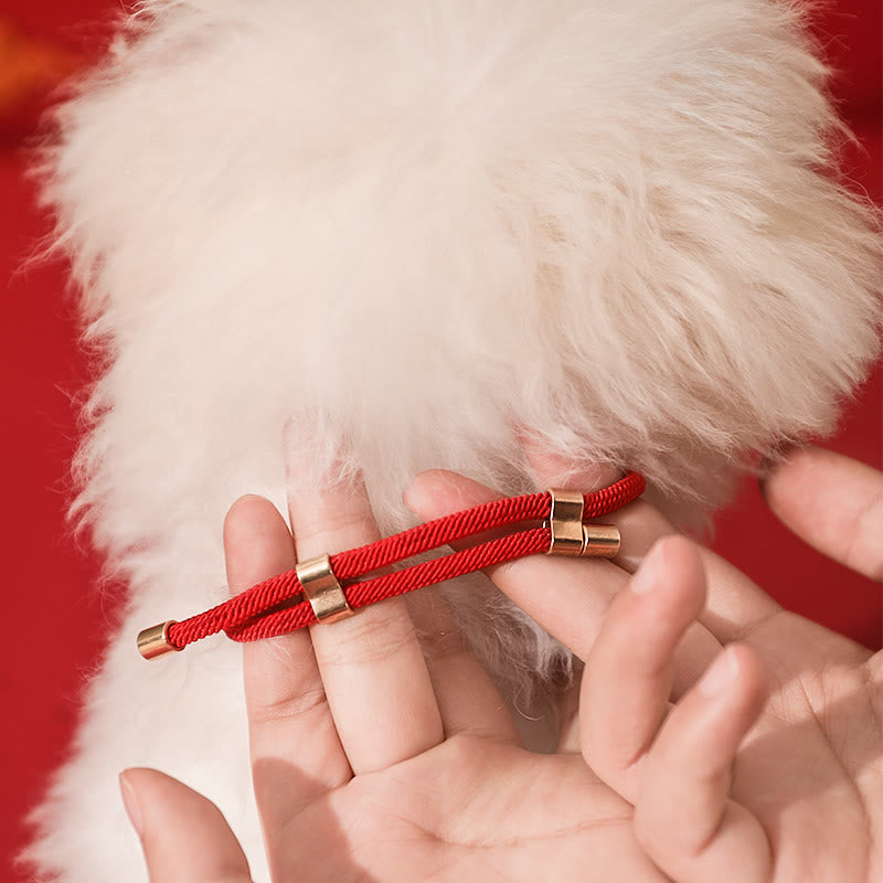 Buddha Stones Metal Pendant Red String Peace Joy Blessing Protection Adjustable Cats Small Dogs Pet Collar