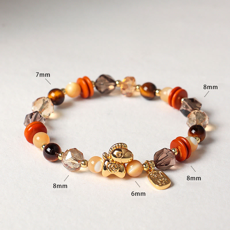 Buddha Stones Tiger Eye Ice Obsidian Pearl Year Of The Horse Lucky Fortune Prosperity Bracelet