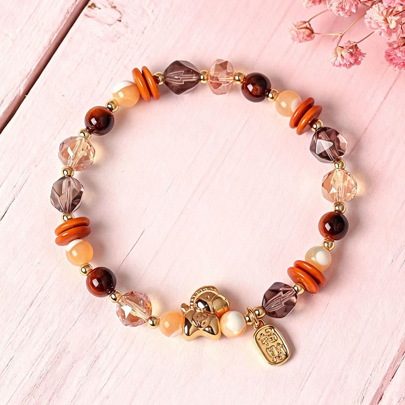 Buddha Stones Tiger Eye Ice Obsidian Pearl Year Of The Horse Lucky Fortune Prosperity Bracelet
