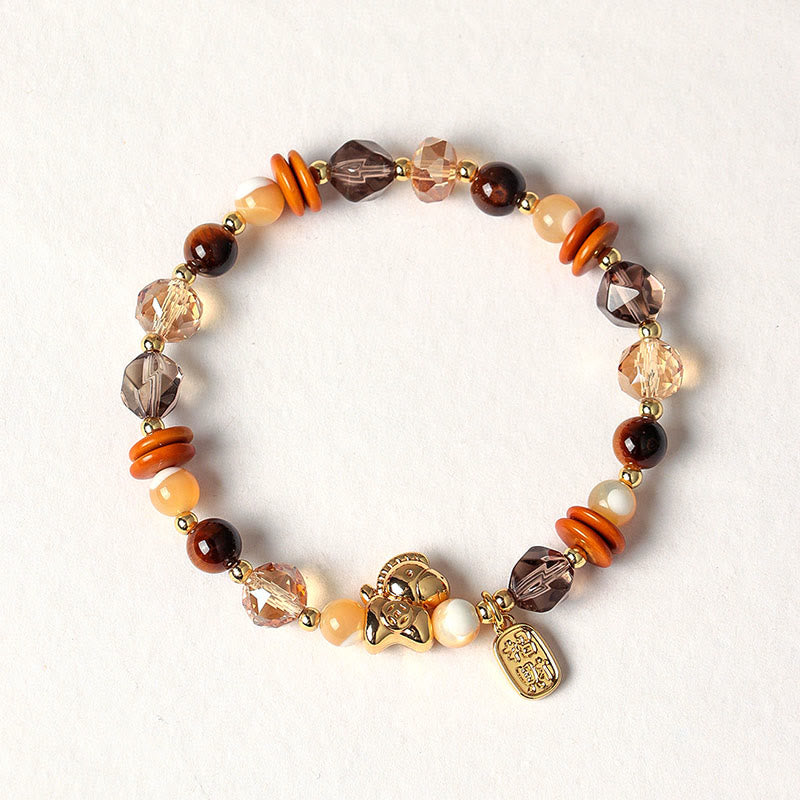 Buddha Stones Tiger Eye Ice Obsidian Pearl Year Of The Horse Lucky Fortune Prosperity Bracelet