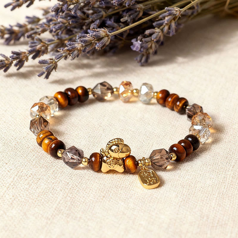 Buddha Stones Tiger Eye Ice Obsidian Pearl Year Of The Horse Lucky Fortune Prosperity Bracelet