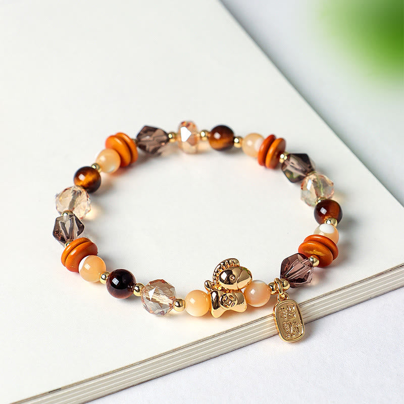 Buddha Stones Tiger Eye Ice Obsidian Pearl Year Of The Horse Lucky Fortune Prosperity Bracelet