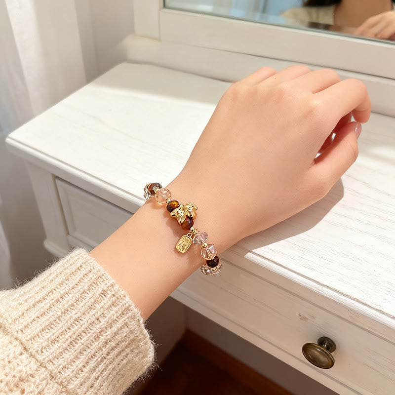 Buddha Stones Tiger Eye Ice Obsidian Pearl Year Of The Horse Lucky Fortune Prosperity Bracelet