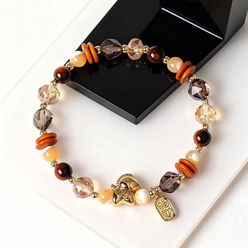Buddha Stones Tiger Eye Ice Obsidian Pearl Year Of The Horse Lucky Fortune Prosperity Bracelet
