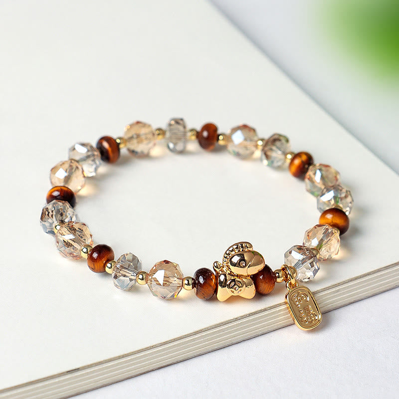 Buddha Stones Tiger Eye Ice Obsidian Pearl Year Of The Horse Lucky Fortune Prosperity Bracelet