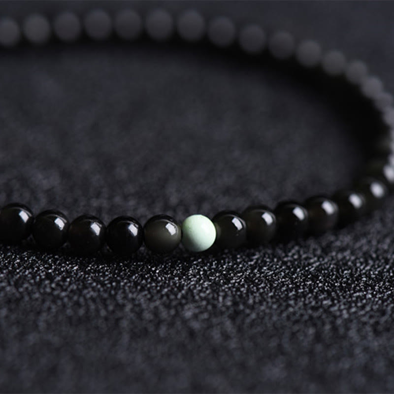 EverestArtStudios Black Obsidian Turquoise Strength Fulfilment Bracelet